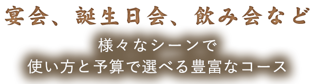 宴会、誕生日会、飲み会など様々シーンで